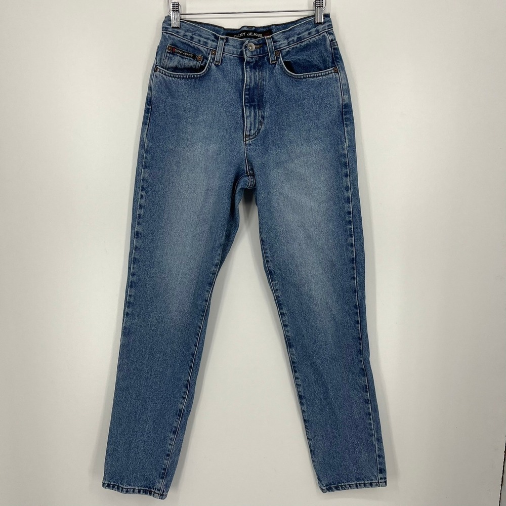 DKNY Jeans Womens Size 8 High Rise Straight Leg Blue Denim Vintage Sandblast 90s